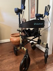 ELENKER Upright Rollator Walker 4-Wheel w/ Seat, Forearm Supports, Black