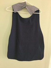 Blue&White/dark blue Adult Bib, Handmade , 35 1/2” by 21 ½”, reversible