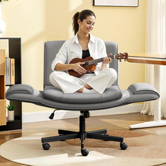 Chic Criss Cross Office Chair with Wheels, Armrests & Adjustable Height