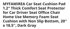 MYFAMIREA Memory Foam Car Seat Cushion Pad, Non-Slip Bottom, Dark Gray