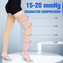 Wegitcs 15-20 mmHg Compression Stockings for Women & X-Large, Beige/Footless