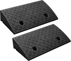 Multi-Purpose Curb Ramp Set – 2PCS Heavy Duty Plastic for Vehicles & Wheelchairs