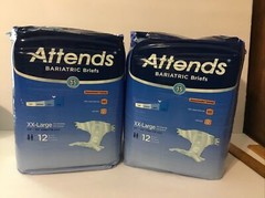 (2) NEW Packages Of Attends Adult Bariatric Briefs XXL 12Ct 63” – 70” ~ DD50