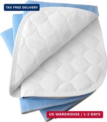 4-Layer Ultra Soft Quilted Bed Pads, 18″ x 24″ (3 Pack), Heavy Absorbency Underp