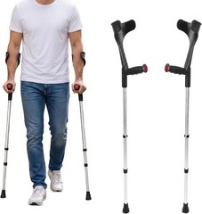 Forearm Crutches for Adults x2 Units Open Cuff, Adjustable Height, Aluminium,…
