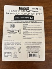 KIRKLAND Signature SIZE FORMAT 13 HEARING AID BATTERIES 40 Batteries Open Pkg