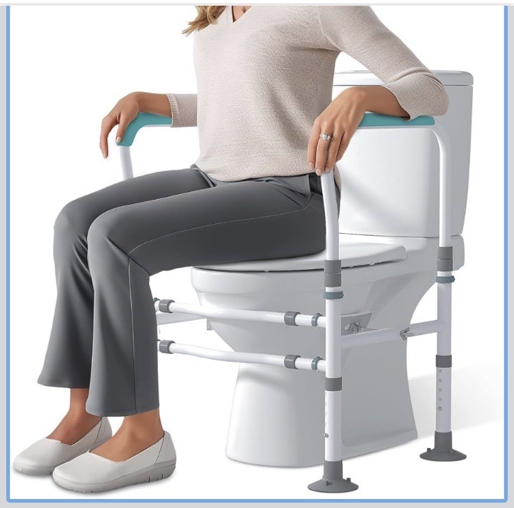 Toilet Safety Rails – Adjustable and Sturdy Handles (up to 400lbs.) NIB