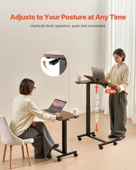 Overbed Table Mobile Bed Side Desk with Flip Desktop Wheels & Cup Holder