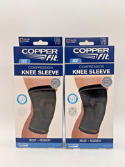 2x COPPER FIT ICE MENTHOL COMPRESSION KNEE SLEEVE L / XL 16″-20″ NEW IN BOX