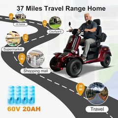 1000W Heavy Duty 4 Wheel Mobility Scooter for Seniors&Adults 15MPH 500lb 22Miles