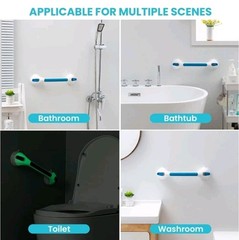 16.8-inch Suction Grab Bars for Shower & Bathtub, Blue, Glow in the Dark, 2-Pack