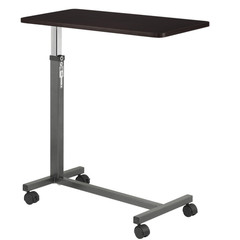 Drive Medical Adjustable Overbed Table Silver Vein Finish Non-Tilt Rolling Cart
