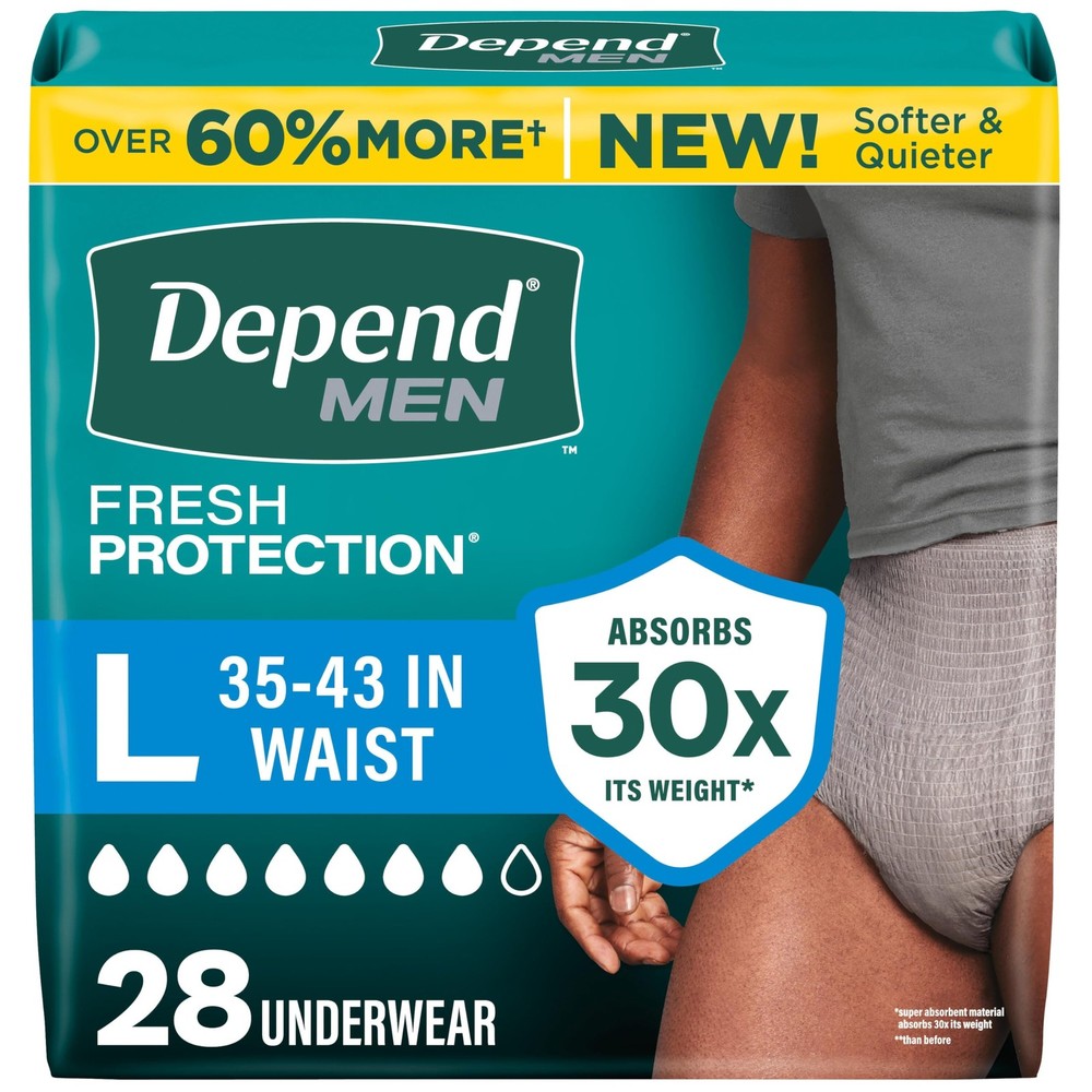 Depend Fresh Protection Adult Diapers Men Incontinence Underwear Large 28 Count
