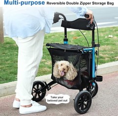 Comfort & Safety: Adjustable 3 Wheel Rollator Walker with Padded Seat for Elders