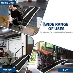 2/3/4/5/6/7/8/FT Home Wheelchair Ramp Non-Skid Folding Aluminum Ramps Steps