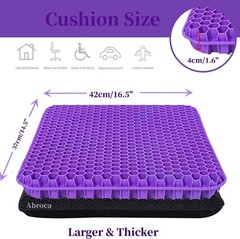 Gel Seat Cushion for Long Sitting, Double Thick Office Desk Home Wheelchair Seat