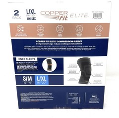 Copper Fit Elite Air Knee Sleeve 2-pack, AIR Flow Stays Dry, Cool Lightweight