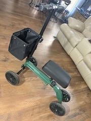 VitaSophy 4-Wheel Manual Knee Walker Scooter w/ Handbrakes/Basket Black/Green