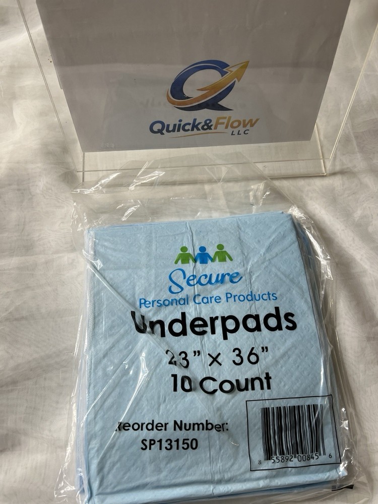 Secure Personal Care Underpads 23″ X 36″ Lot Of 10 PACKS =100 Pads Sealed