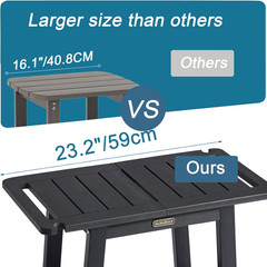 HDPS Waterproof Non-Slip Shower Bench with Shelf for Indoor/Outdoor Use