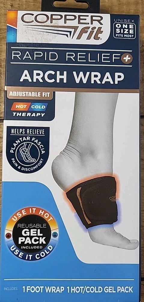 Copper Fit Plus Arch Wrap Rapid Relief with Gel Pack Adjustable Fit One Size New