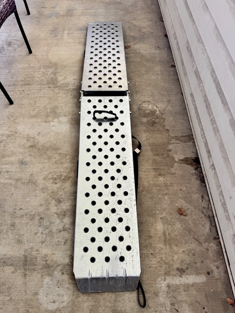 Highland Bi-Fold Aluminum Multi-Fold Ramp Silver Anti-Slip Carry Handle