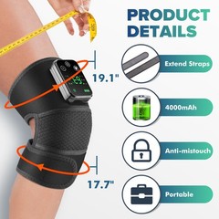 Cordless Red Light Heated Knee Joint Massager Therapy Pain Relief with Vibration