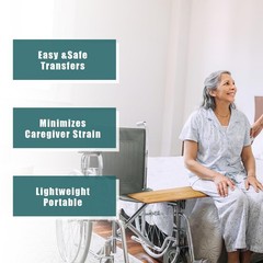 Heavy-Duty Wooden Transfer & Slide Board with Handles, Mobility Aid for Seniors,