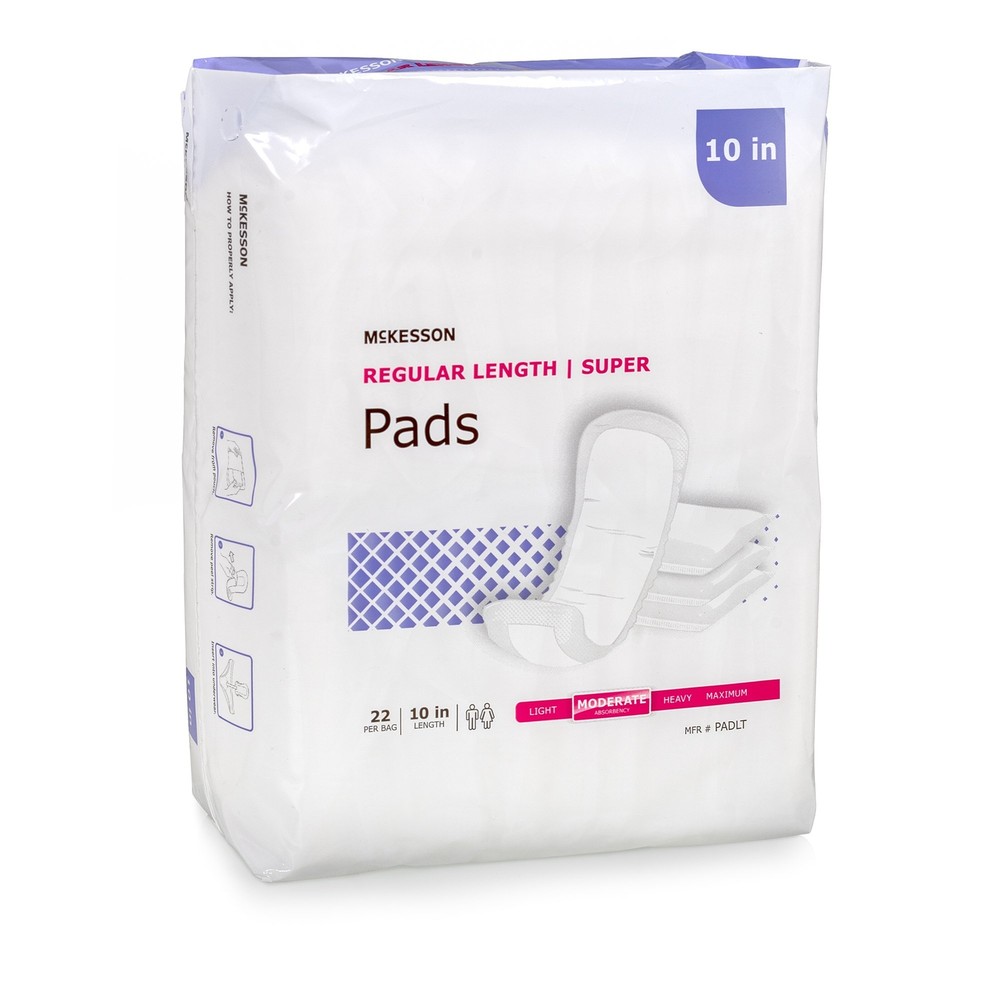 McKesson Super Unisex Incontinent Pad Contoured 10″ L PADLT Moderate 132 Ct