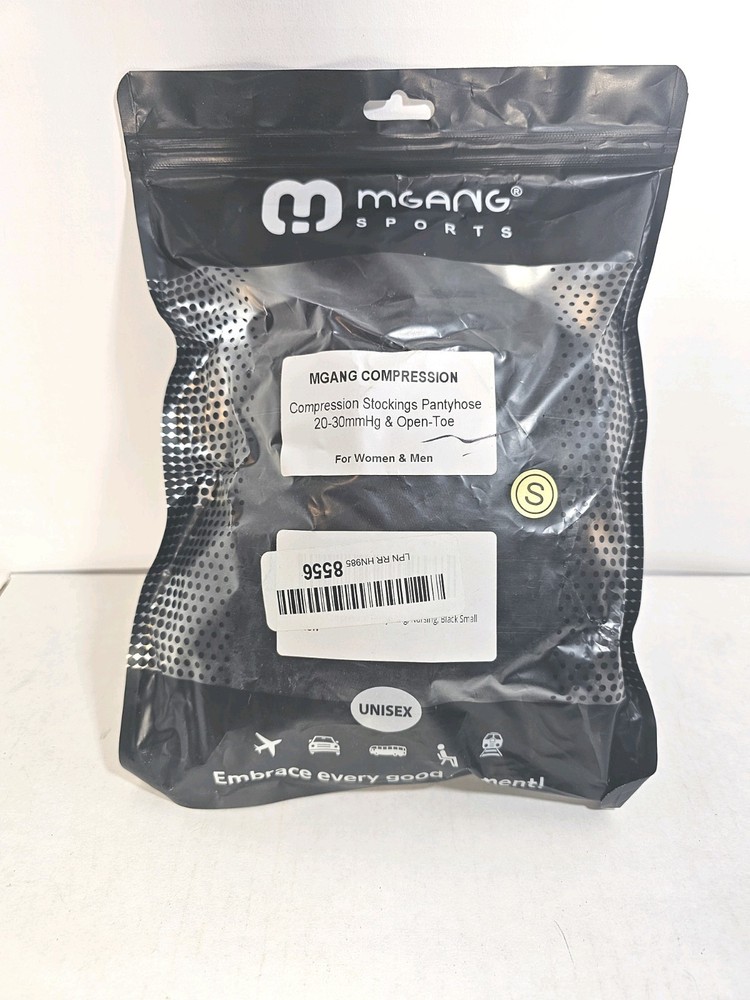 MGANG Compression Stockings Pantyhose, 20-30 mmHg Open Toe Black Sz. Small, Nob