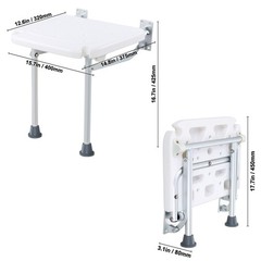 Uimoso Folding Shower Seat 15.7“ x 14.8“ Wall-Mounted Bench, Supports 500 lbs