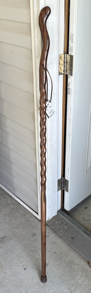 Handcrafted Wood Walking Stick, Twisted Oak Original Tags 55” Made By Sean West