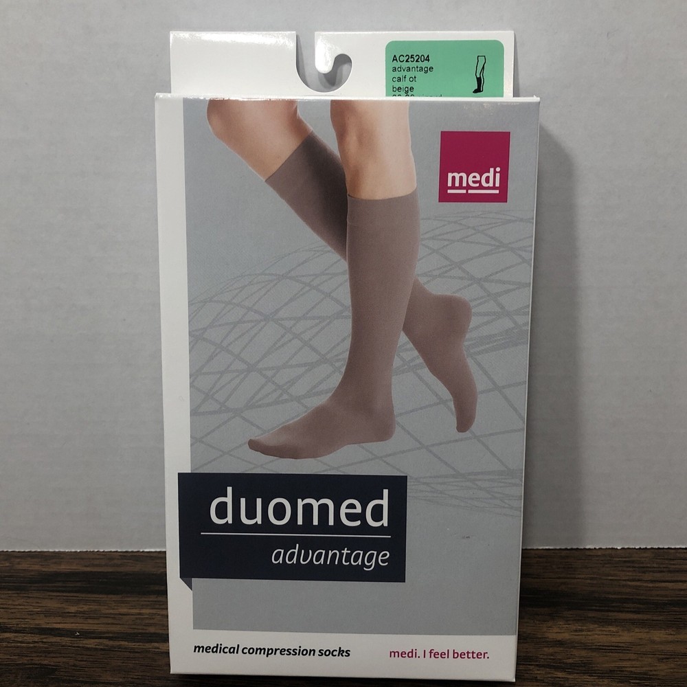 Medi Duomed Advantage XL Beige Compression Socks Calf 20-30 mmHg Open Toe USA