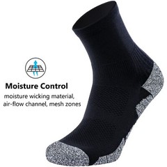 Compression Athletic Unisex Quarter Socks Cushioned 4-Pairs Black M