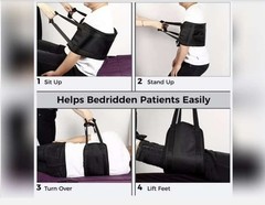 Padded Transfer Belt w/ Handles, Breathable Anti-Slip Grip, Black 47.2 in