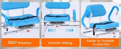 Sliding Shower Chair Tub Transfer Bench with 360° Swivel Seat Adult Elderly NEW