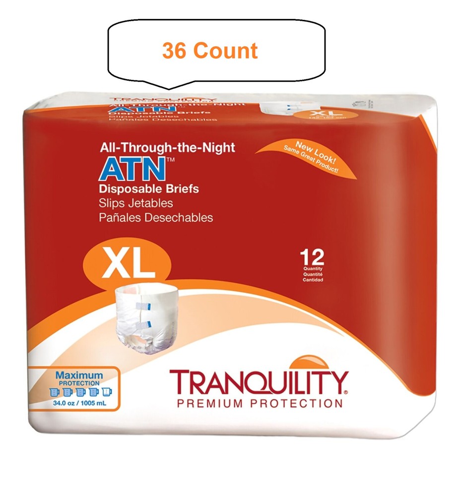 36 Pc Tranquility ATN Incontinence Brief X-Large Overnight Heavy Absorbency 2187
