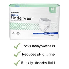 Adult Absorbent Underwear Pull On Medium Disposable Heavy Absorbency, Pack of 20