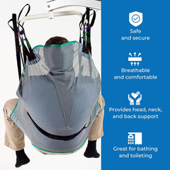 Full Body Divided Leg Sling – Easy-To-Wash Mesh Fabric for Bathing and Toileting