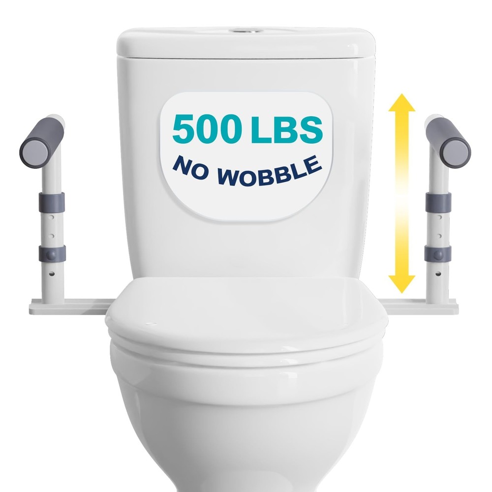 Toilet Safety Rails for Seniors, Height Adjustable Toilet Safety Frame Grab B…