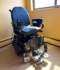 Quantum Power Wheelchair w/ Joystick, Adjustable Footrests, 4-Wheel, Black