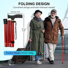 Aluminum Folding Walking Cane – 37-Inch Adjustable Canes for Elderly & Disabled