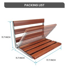 Kfpmx Folding Shower Seat Wall Mounted Teak Bench 17.7″ x 12.5″, Premium