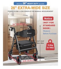 Rollator Walker with Seat450Lb Rolling Walker ExtraWide HeavyDuty Rollator Black