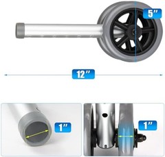 2 Pack Dual-Wheel for Walkers – 5 Inches Replacement Front Walker Wheels, All…