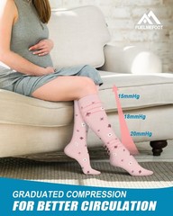 6 Pairs Compression Knee High Socks 15-20mmHg for Men & Women – Support for Nurs