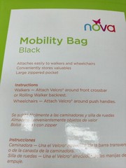 NOVA Mobility Bag, Hanging GO Pouch Tote Bag Attach Easily Walker Wheelchair