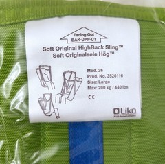 Liko 3526116 Soft Original High Back Sling Size LARGE Max: 440lbs Model 26