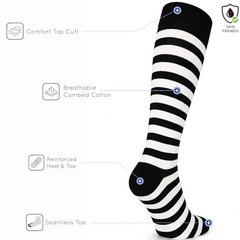 Unisex Knee High Stripe Socks 4-7 Stripe White and Black