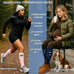 Knee-High Compression Socks – Assorted Colors for Running & Recovery (3/4 Pairs)